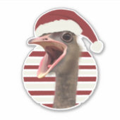 Vrolijke kerst struisvogel met kerstmuts sticker (Voorkant)