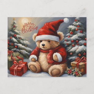 Vrolijke Kerst Teddybeer, Cadeaus, Decoraties Feestdagenkaart