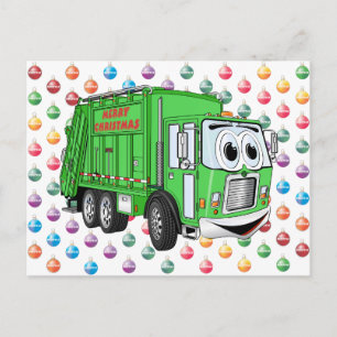 Vrolijke kerst vuilniswagen feestdagenkaart