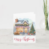 vrolijke kerst Waterverf winterscène Feestdagen Kaart (Voorkant)