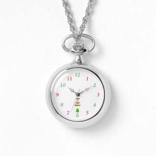 Vrolijke kerst zilveren Ketting horloge