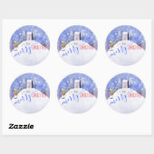 Vrolijke kerstavond Snowy Winter Scene Ronde Sticker (Vel)