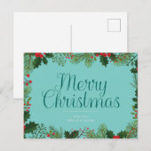Vrolijke kerstbessen en gebladerte gepersonaliseer briefkaart (Voorkant / Achterkant)