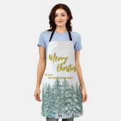 Vrolijke kerstbomen bos Modern Gold script Vakanti Schort (Gedragen)