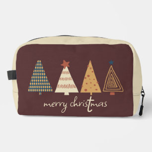 Vrolijke kerstbomen Bruin Toilettasje