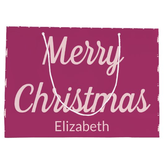 Vrolijke kerstbomen Diep Roze en Bleek Roze Naam Groot Cadeauzakje (Achterkant)