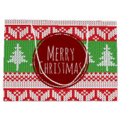 Vrolijke kerstbomen Nordic Pattern Large Cadeautasje (Achterkant)