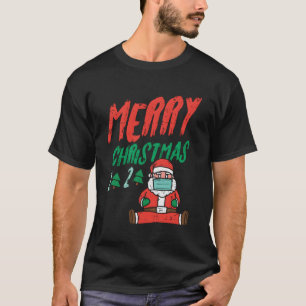 Vrolijke kerstboom 2020 Santa in Mask Xmas Quara T-shirt