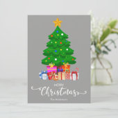 Vrolijke Kerstboom en Cadeaus Kerstmis Kaart (Staand voorkant)