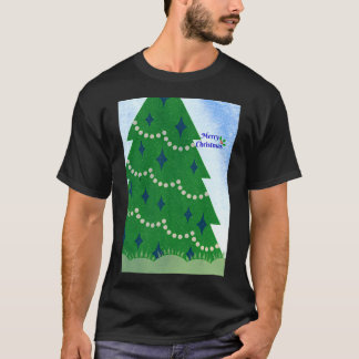Vrolijke kerstboom en hulst met bessen en zon t-shirt