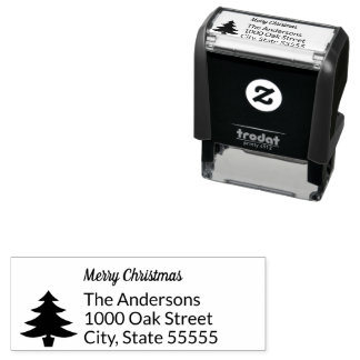 Vrolijke Kerstboom en Terugkeeradres Sjabloon Zelfinktende Stempel