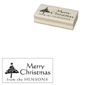Vrolijke Kerstboom Familienaam Vakantie Rubberstempel (Gestempeld)
