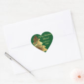 Vrolijke Kerstboom Groen en Goud Elegant Hart Sticker (Envelop)
