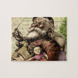 Vrolijke kerstboom klassieke illustratie legpuzzel