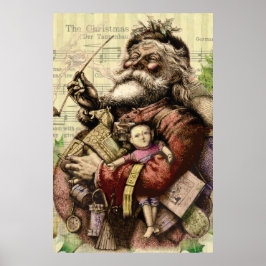 Vrolijke kerstboom klassieke illustratie poster