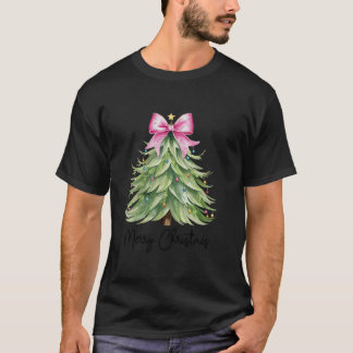 Vrolijke kerstboom met Coquette Bow kerstvakantie T-shirt