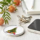 Vrolijke kerstboom met Star Cadeaus Holiday Sleutelhanger (Zijkant)