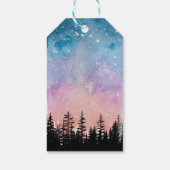 Vrolijke kerstboom Nacht gradiënt script bos Cadeaulabel (Achterkant)