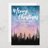 Vrolijke kerstboom Nacht gradiënt script bos Feestdagenkaart (Voorkant / Achterkant)