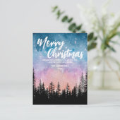 Vrolijke kerstboom Nacht gradiënt script bos Feestdagenkaart (Staand voorkant)