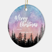 Vrolijke kerstboom Nacht gradiënt script bos Keramisch Ornament (Links)