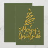 Vrolijke Kerstboom Olijf Groene Kerstmis Kaart (Voorkant / Achterkant)