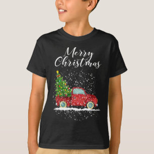 Vrolijke Kerstboom op Auto Xmas Rode Vrachtwagen T-shirt