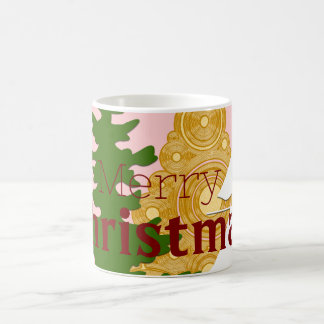 Vrolijke kerstboom roze koffiemok