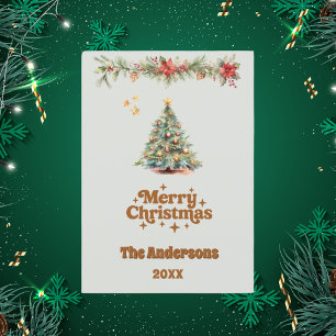 Vrolijke kerstboom slinger salie groene kaart