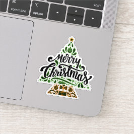 Vrolijke kerstboom sticker