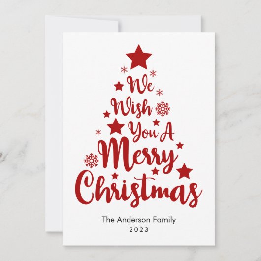 Vrolijke kerstboom vorm in rode kerst Kaart (Voorkant)