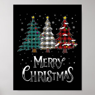 Vrolijke Kerstboom Xmas Buffel Plaid Rood Wit Poster