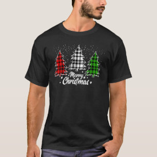 Vrolijke Kerstboom Xmas Buffel Plaid Rood Wit T-shirt