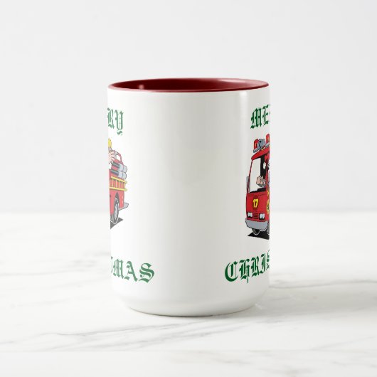 Vrolijke Kerstbrandweerwagen Mok (Midden)