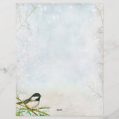 Vrolijke kerstbrief Chickadee Bird Botanical Briefhoofd (Achterkant)