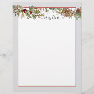 Vrolijke kerstbrief Natuur Botanische Pinecones Briefhoofd