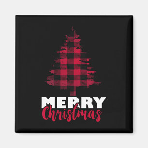 Vrolijke Kerstbuffel Plaid Kerstboom Kerstmis Magneet