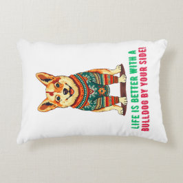 Vrolijke kerstbulldog accent kussen