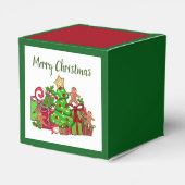 Vrolijke kerstcadeaus rond de boom bedankdoosjes (Achterkant)