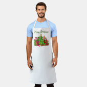 Vrolijke kerstcadeaus rond de boom schort (Gedragen)