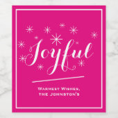 Vrolijke Kerstcadeaus Script Rustieke Chic Heet Ro Wijn Etiket (Enkel label)