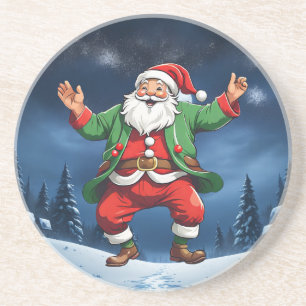 Vrolijke kerstdans zandsteen onderzetter