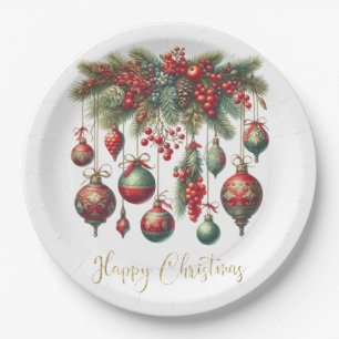 Vrolijke kerstdecoratie papieren bordje