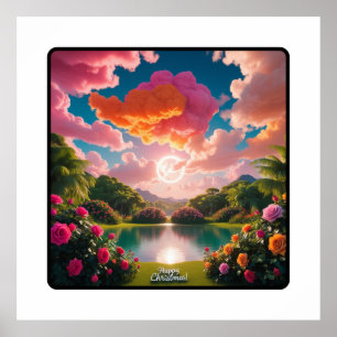 Vrolijke kerstdiner tafel inspiratie poster