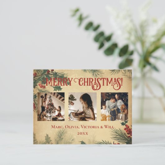  vrolijke kerstfoto feestdagenkaart (Staand voorkant)