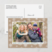 Vrolijke Kerstfoto Snowflakes Kraft Briefkaart (Voorkant / Achterkant)