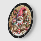 Vrolijke kerstgnoom met cupcake grote klok (Hoek)