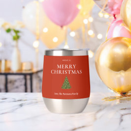 Vrolijke kerstgroet met boom op rood gebruik