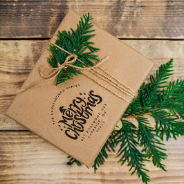 Vrolijke kerstgroeten Aangepast retouradres Rubberstempel