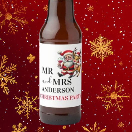 Vrolijke kerstgroeten Santa Bier Etiket